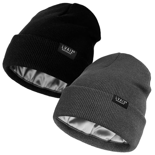 2 Pack Satin Lined Beanie Hats for