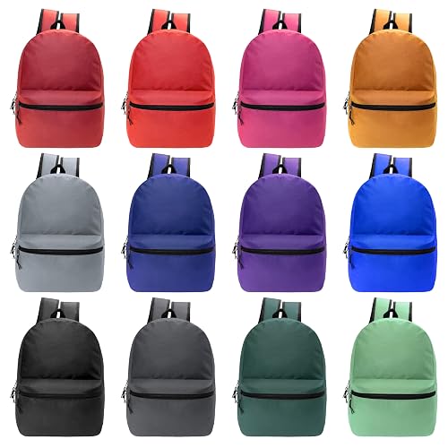 24-Pack 15" Backpacks - Bookbags in Bulk