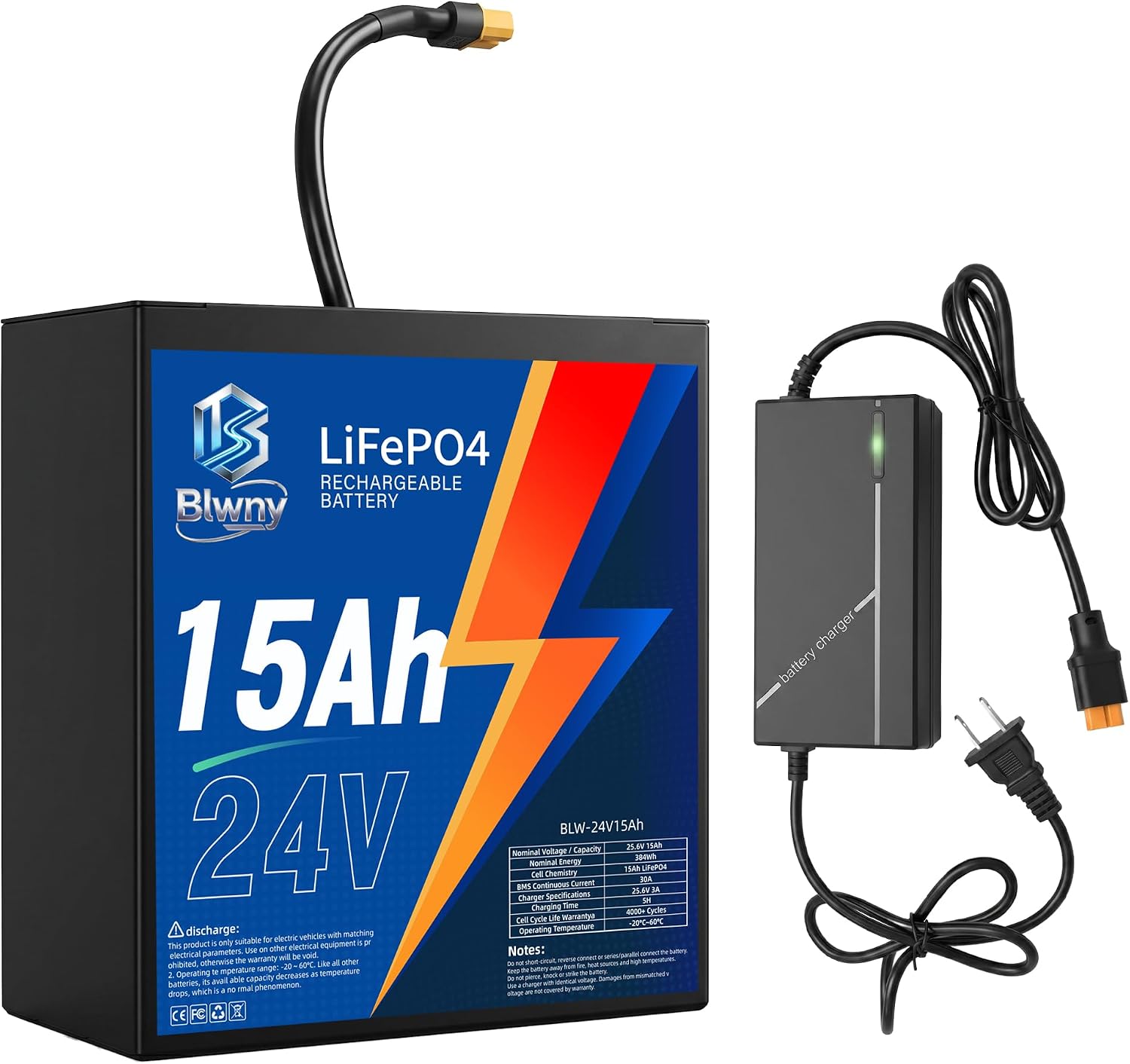 24V LiFePO4 Battery – 3A Charger