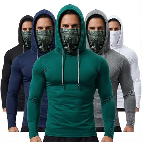 3/5-Pack Men's Sun Hoodie with Mask -
