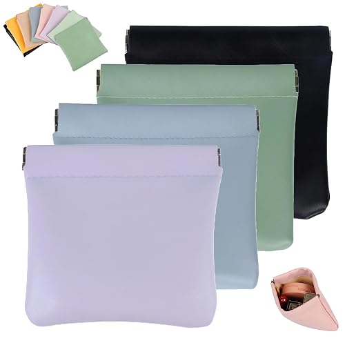 4Pcs Personalized Snap Closure Leather Organizer Pouch