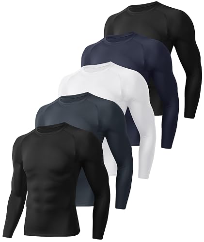5 Pack Long Sleeve Compression Shirts for