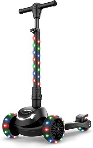 Jetson 3-Wheel Light-Up Kick Scooter, Lights on Stem & Wheels, Height Adjustable Handlebar, Rear Brake, Foldable, Ages 3+