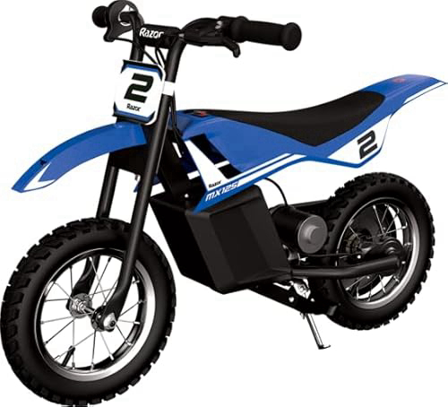 Razor MX125 Dirt Rocket Electric-Powered Bike with Authentic Motocross Geometry, Rear-Wheel Drive,100-watt, high-Torque, Chain-Driven Motor, for Kids 7+, Blue