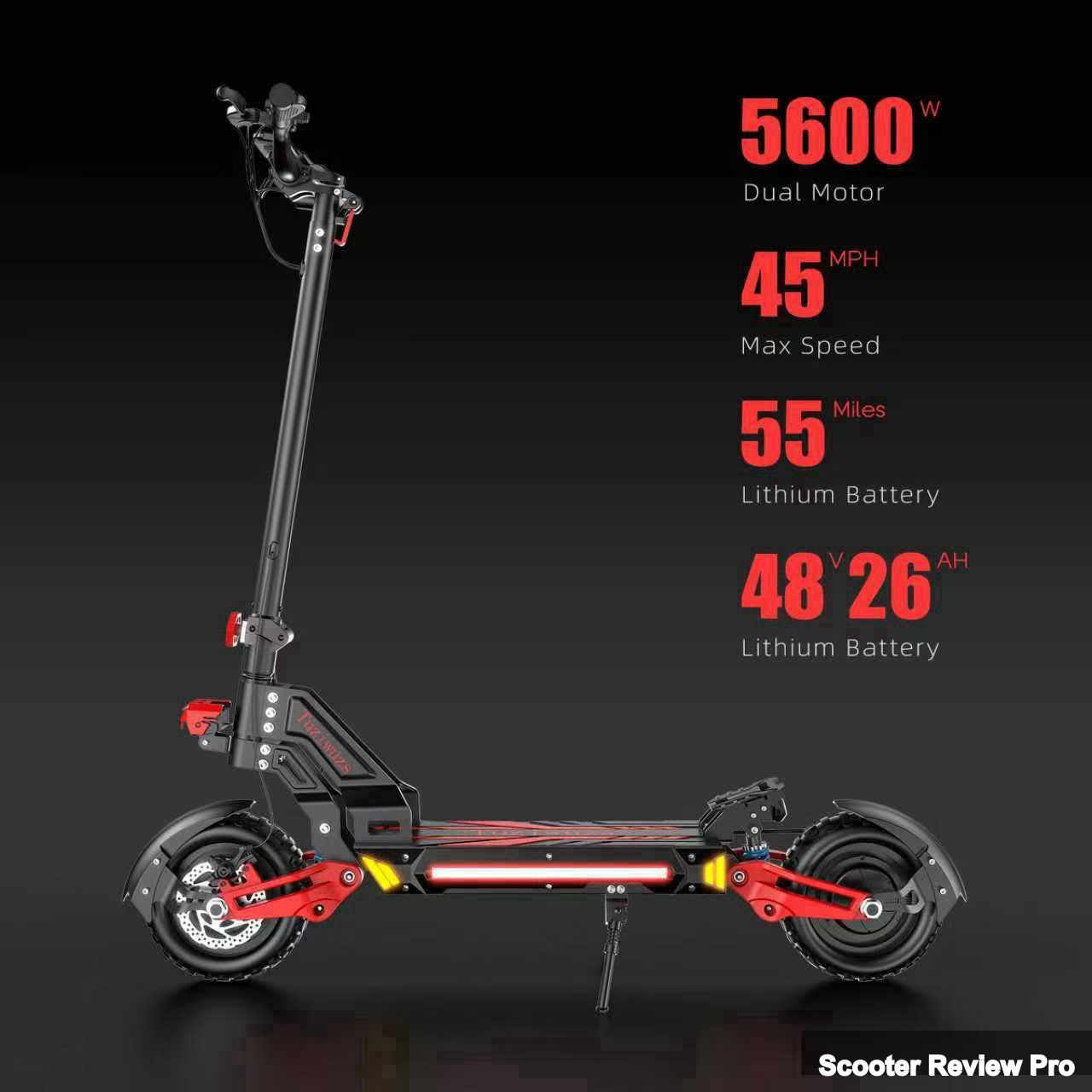 V2 5600W Dual Motor Electric Scooter Review: 45 MPH Speed with 55 Miles Range & Dual Suspension