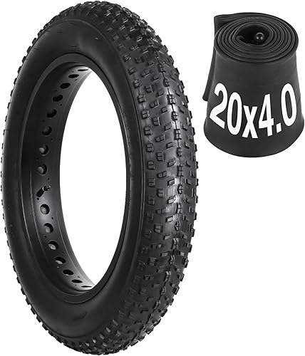 yeesport Fat Tire 20×4.0/26×4.0, Folding Ebike Tires 20/26x4 with Inner Tube, Puncture Resistant Fat Bike Tires 20/26 Inch Fat Tire Replacement for Snow, Street, Beach, Mountain Road