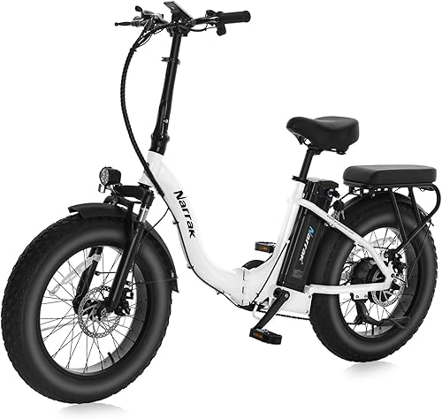 Fat Tire Folding Electric Bike, 48V & 624Wh Lithium Removable Battery, Peak 1100W Brushless Motor, Max Speed 20Mph, M5 Large LCD Display, Suspension, Step-Over/Thru Frame
