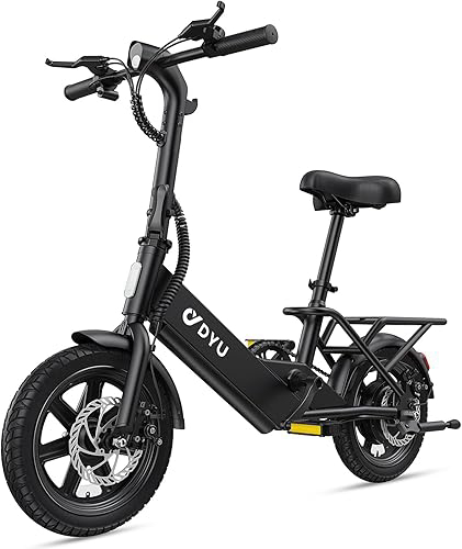 DYU Electric Bike for Adults Teens, Folding Electric Bicycle,Commuter City E-Bike with 350W Motor and 36V 7.8Ah Battery,3 Levels Assist, Dual Disc Brakes