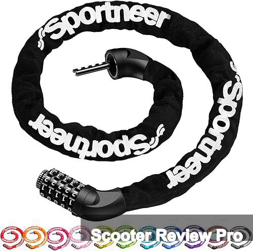 Sportneer Bike Lock: 5 Digit Combination High Security Anti Theft Bike Chain Lock - 3.2/3.6/4ft Heavy Duty Keyless Bicycle Lock for Bike, Motorcycle, Scooter, Door & Gate - 4/6mm Thick, Easy to Use Review