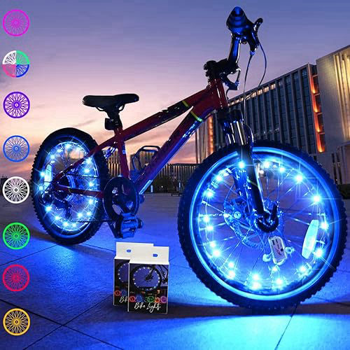 TINANA 2 Tire Pack LED Bike Wheel Lights Ultra Bright Waterproof Bicycle Spoke Lights Cycling Decoration Safety Warning Tire Strip Light for Kids Adults Night Riding