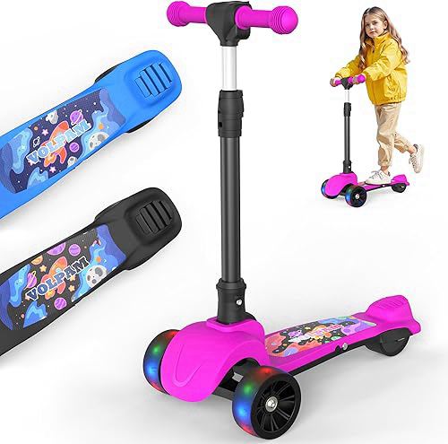 VOLPAM Electric Scooter for Kids Aged 3-8-14, 250W Motor, Max Speed 9 MPH, Max Range 10 Miles, 3.5''/6.5'' Tires, Gift for Boys and Girls