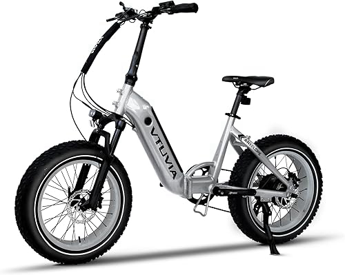 vtuvia Step-Thru Electric Bike for Adults, 750W Electric Bike with Front Suspension, 20