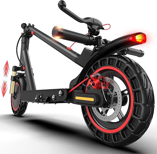 Electric Scooter for Adults, Up to 18/19Mph & 21/23Miles, Built in Side/Turn Light, Folding E-Scooter with Front/Dual Suspension, 8.5/10" Honeycomb Solid Tires