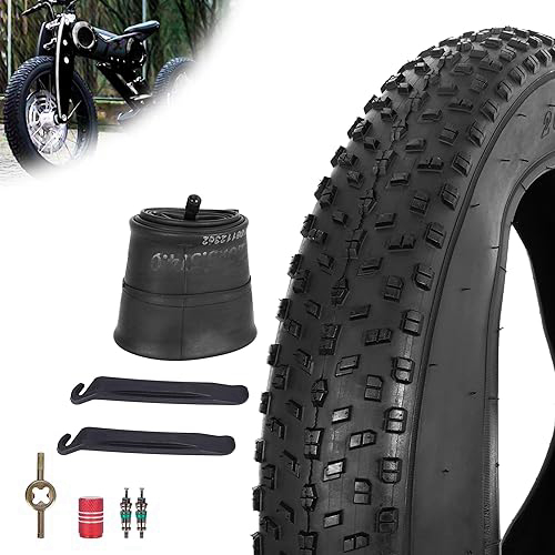 RUTU 2 Pack 20x4.0/20x3.0 Bike Tire Foldable,20x4.0/20x3.0Fat Tire Tube,20 Inch Bike Tire and Tube with Tire levers,Valve Tool Compatible with Electric Bike/Mountain Bike Tires and Tubes