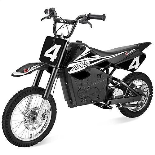 Razor MX650 Dirt Rocket Bike Electric Ride-On for Ages 16+, 220 lb Max Weight, Black – 36V Battery, Up to 17 Mph, 40-Min Run Time, Twist-Grip Throttle, 16” Front and 14” Rear Pneumatic Tires