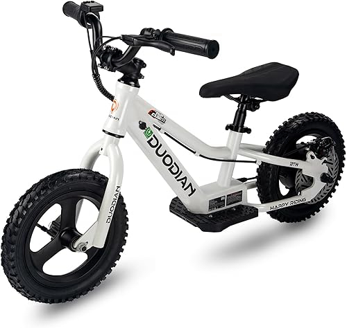 Electric Balance Bike for Kids Ages 3–6, 12-Inch Tires, 180W Peak Motor, 24V/2.6Ah, Adjustable Seat, Large Disc Brake,Up to 7 Miles, Electric Bike for Kids Boys & Girls