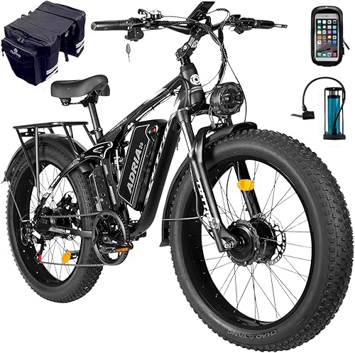 TUTTIO 5000W Peak Dual Motor Ebike, 40-46MPH Electric Bike for Adults, 52V 25AH Long Range Dirt Bike, 26