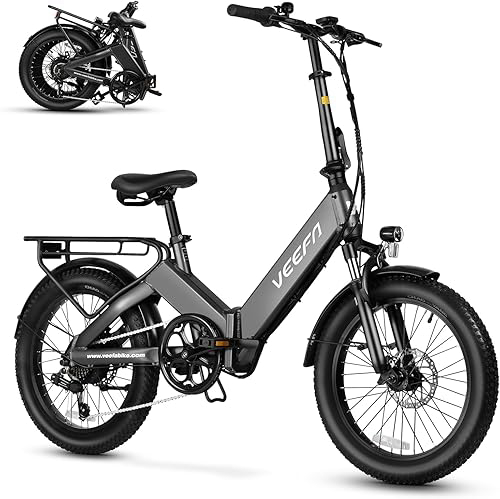 VEEFA F1 Electric Bike for Adults Peak 750W Motor E Bike with 48V Removable Battery, Folding Ebike 20MPH Max Speed& 60+ Miles Range, 5 Pedal-Assist Levels, UL 2849 Certified 7-Speed