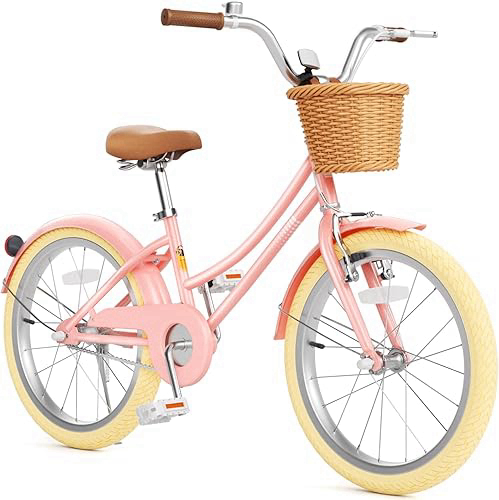 67i Girls Bike with Training Wheels 12/14/16/20 Inch, Toddler Girl Bicycle for Ages 3-12, Bicicleta para Niñas with Basket, Bell, Adjustable Seat & Handlebar, Padded Seat, Chain Guard