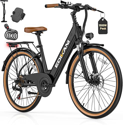 EDIKANI Electric Bike 25MPH 1500W Peak 26