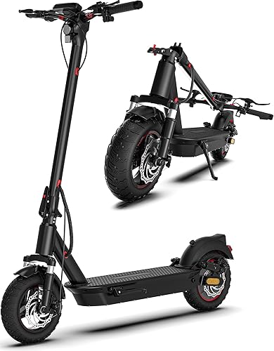 Off Road Electric Scooter for Adult, 48V 13AH Folding E-Scooters, 800W Motor up to 25Mph & 28Miles Range,10" All Terrain Tire Scooter with Dual Suspension & Turn Signal Light