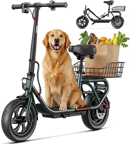 TST Electric Scooter with Seat, Peak 700W Motor, Up to 19MPH & 20 Miles Range,12