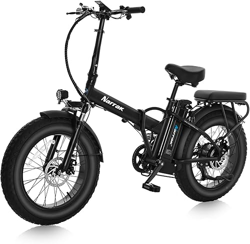 Fat Tire Folding Electric Bike, 48V & 624Wh Lithium Removable Battery, Peak 1100W Brushless Motor, Max Speed 20Mph, M5 Large LCD Display, Suspension, Step-Over/Thru Frame