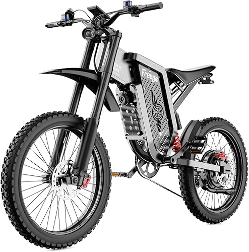 Electric Dirt Bike for Adults, Electric Motorcycle Mountain Bike 6000W(Peak) Motor 7 Speed 1800wh Battery,50MPH Off Road Electric Bicycle,19x2'' Tire Full Suspension/Hydraulic Brake