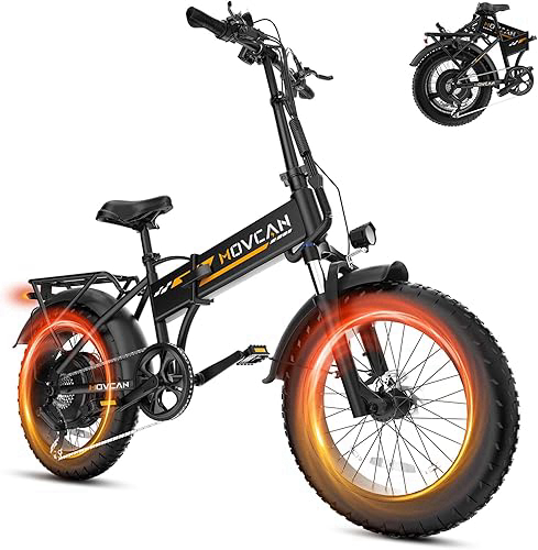 Movcan Q20 Folding Electric Bike for Adults, 1500W Ebike 52V15.6Ah Hidden Battery, 30MPH 20x4”Fat Tire Ebike, 7-Speed, Hydraulic Brakes,Lockable Shock Absorption, Electric Bicycle Off-Road Commuter