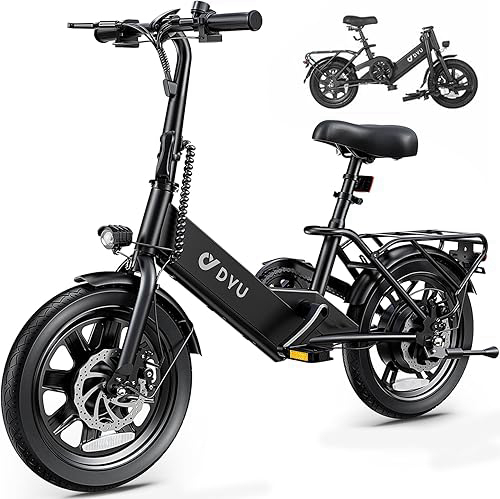 DYU Electric Bike for Adults Teens, Folding Electric Bicycle,Commuter City E-Bike with 350W Motor and 36V 7.8Ah Battery,3 Levels Assist, Dual Disc Brakes