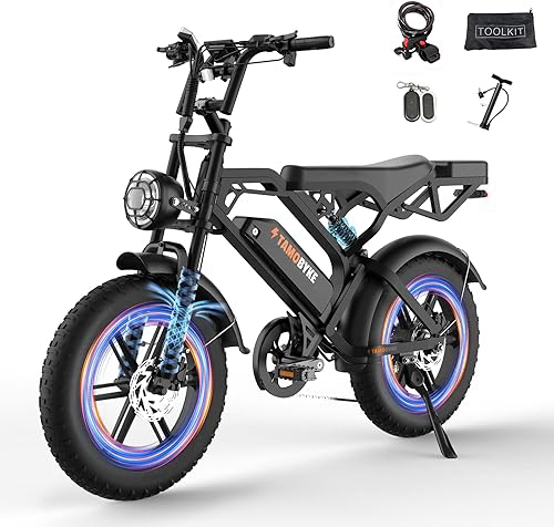 V20/V29 Series Electric Bike for Adults, 1500W/2000W Motor (Peak), 30MPH/32MPH Electric Dirt Ebike,20'' Fat Tire E-bike with 48V 15.6AH Battery,Full Suspension Hydraulic Brakes, Snow, Sand, Road
