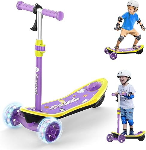 isinwheel MiniSpider Electric Scooter for Kids Ages 3-12, 2-in-1 3 Wheel Kids Electric Scooter with Remote Controller and 2 Speeds, Nice Gifts for Kids