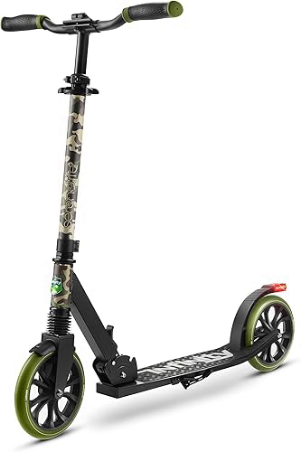 SereneLife Two Wheel Scooter for Teens, Smooth Gliding Kick Scooter for Adults w/Adjustable Height for Ages 8+, Portable All Terrain Scooter w/Carry Straps, Easy to Fold