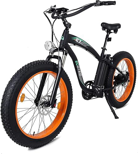 ECOTRIC Coolboy Electric Bike 26" Fat Tire 750W Electric Mountain Bike 48V 12.5AH Removable Large Battery Adult Electric Bicycles Beach Snow Mountain Bike Hydraulic Brakes Dual Shock Absorber