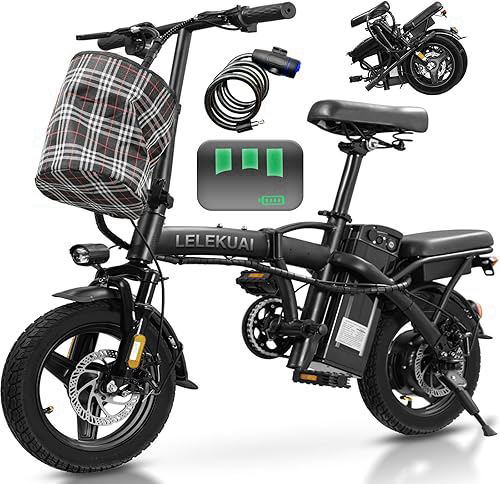 Electric Bike for Adults and Teens, 560W Motor 24MPH Compact Commuter Folding Ebike, 32 Miles Range, 48V 10Ah Battery, 3-Level Pedal Assist, 14