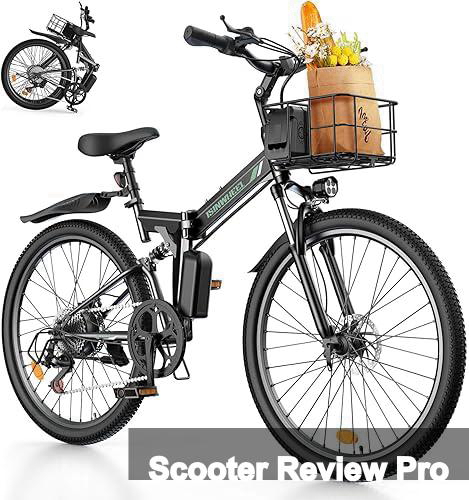 isinwheel M40 Folding Electric Bike for Adults with Basket, Full Suspension, 21700 Cell 10Ah Battery, Dual USB Charging Ports, 20mph Ebike, 500W Electric Mountain Bike, 26" Foldable Electric Bicycles Review
