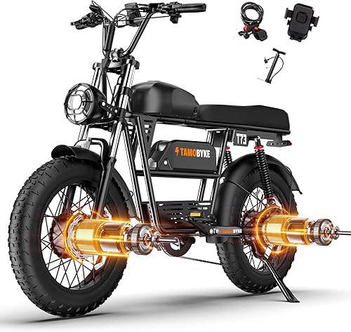 T73 Series Electric Bike for Adults,1000W/1500W/3000W Motor,30/33/37.5MPH 34-120 Miles,48V15.6/41.6 AH Electric Bikes,20 * 4 Fat Tire Ebike Hydraulic Brake Full Suspension Off-Road Riding