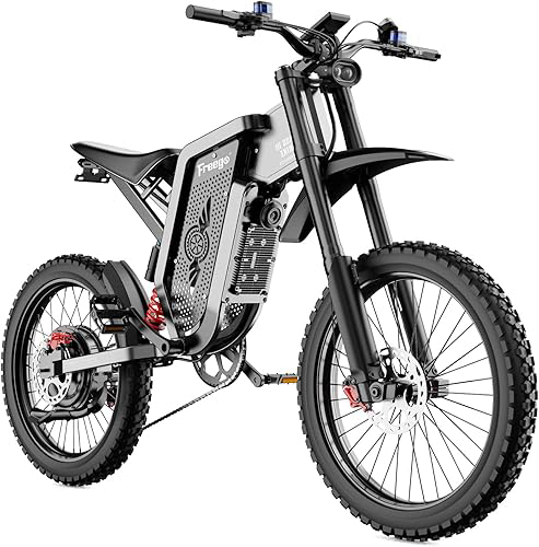 Freego X2 Electric Motorcycle for Adults, Electric Dirt Bike for Teen 6000W Motor 1800wh Removable Battery, 50Mph/7Speed Electric Mountain Bicycle, 19
