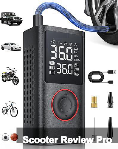 Tire Inflator Portable Air Compressor, 150 PSI Cordless Bike Pump, Air Pump for Auto, Motorcycle, Bicycle, Balls with Pressure Gauge, LED Light & Car Accessories, Black, Standard Capacity Review