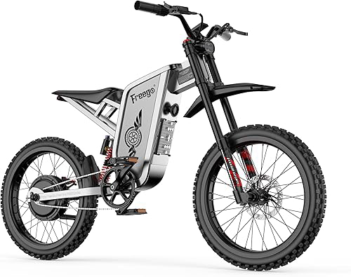 Freego X2 Pro Electric Motorcycle Electric Dirt Bike 19x2 Tire for Adults Gray | 6000W(Peak) Motor, 60V/30Ah Battery, 50MPH/86Mile, Off Road Electric Bicycle, Full Suspension