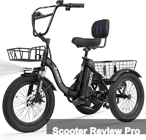 ESKUTE E Trike Electric Bike, Peak 1200W Brushless Motor Folding Trike 18X3.0 Fat Tire Ebike, 499Wh Removable Battery, Step-Thru 3 Wheel Electric Bicycle, Up to 55 Miles, 18MPH+ Tricycle for Adults Review
