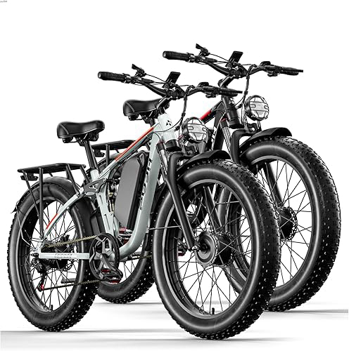 Electric Bike for Adults 5000W Dual Motors 60V 20Ah 24'' Fat Tire Fast Up to 45mph 35-100 Mileage Full Suspension Hydraulic Brake Class3 Off-Road Mountain Hunting Ebike for Men Women（Black&White）