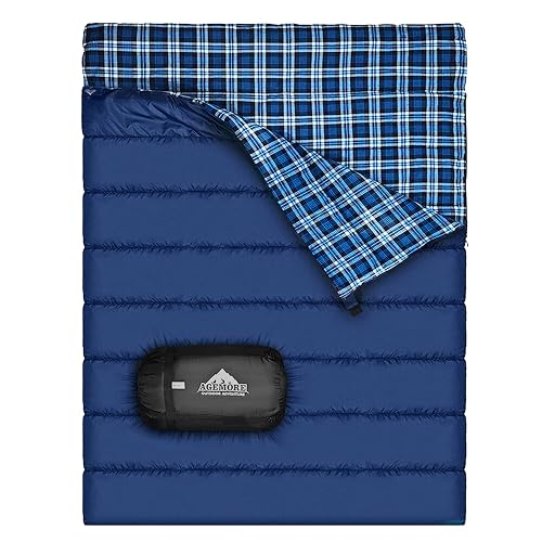 AGEMORE Cotton Flannel Double Sleeping Bag for