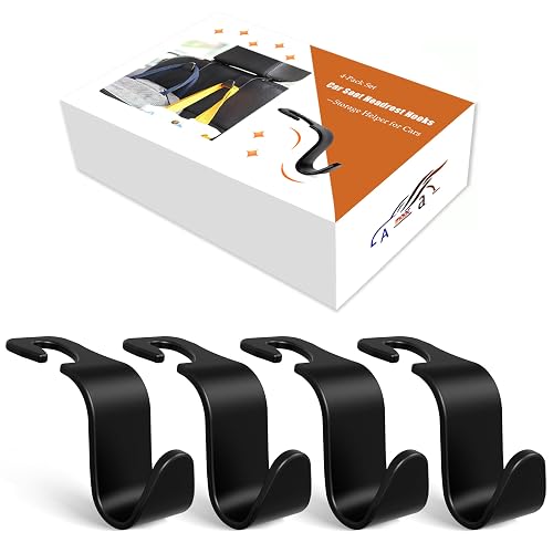 Amooca 4-Pack Car Headrest Hooks –Holds 55lbs