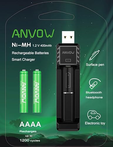 ANVOW Smart Battery Charger with 2 Count