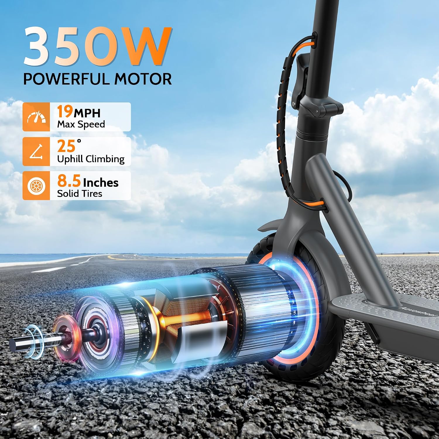 Aovowheel commuter electric scooter dual brakes and folding stem