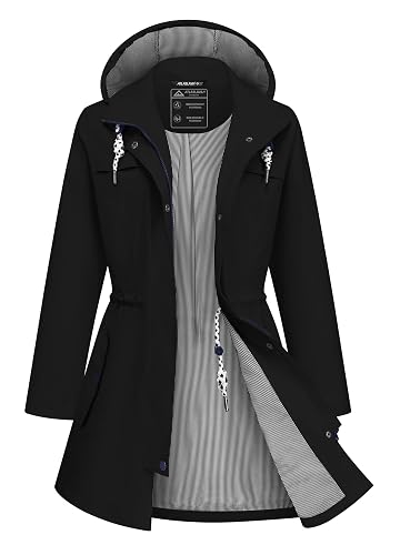 ATLASLAVA Rain Jacket Women Waterproof Long Lightweight