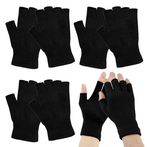 BEVTEE 4 Pairs Fingerless Gloves for Women