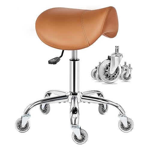 BEWISHOME Saddle Stool with Wheels