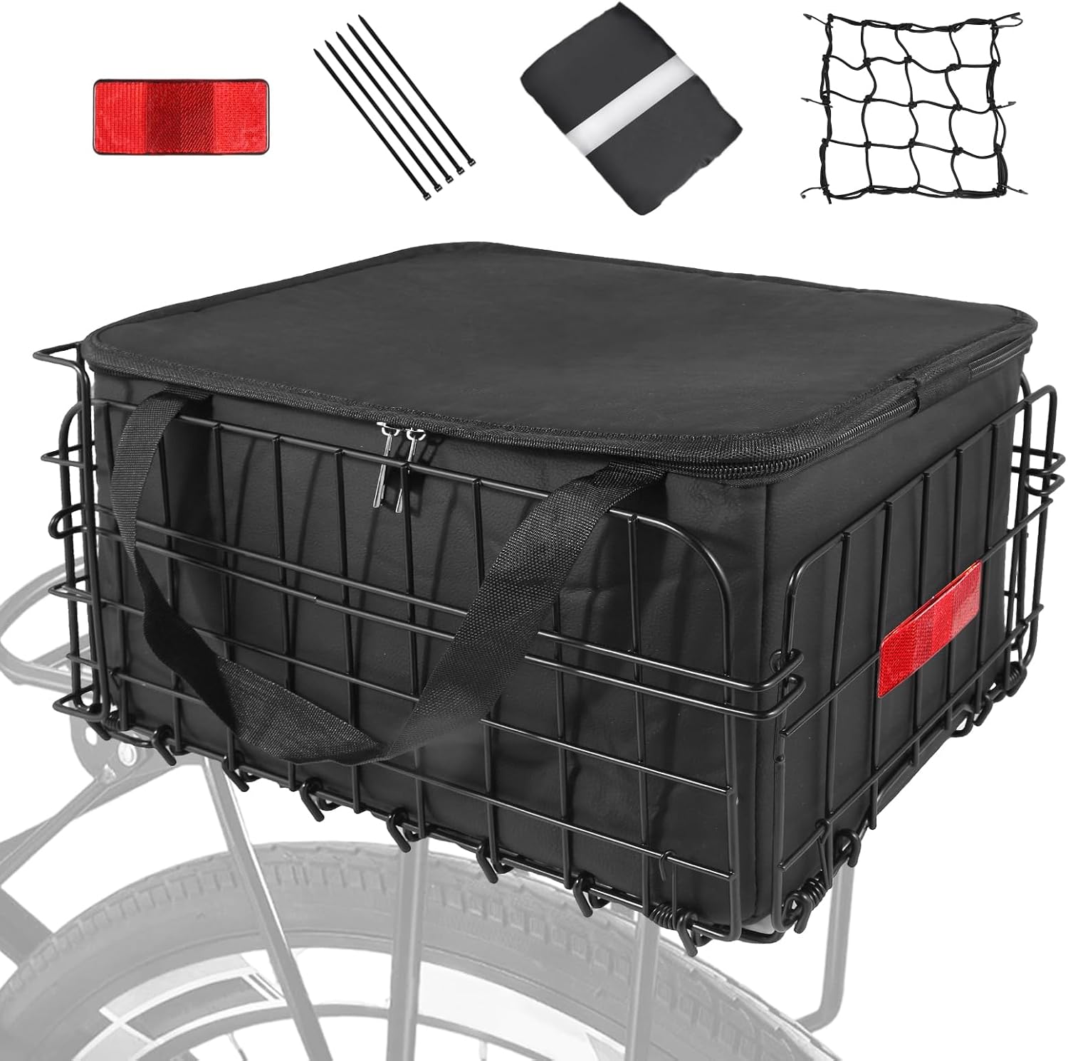 Foldable Rear Bike Basket: Waterproof Liner Bag for Commuter Cargo Storage